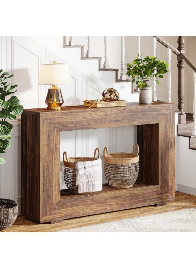 WALALLA Modern Console Table, Entryway Table, Narrow Skinny Entryway Hallway Tables Home Decor Display, Wood Sofa Table Behind Couch with Storage for Front Door, Living Room, Rustic Brown 120*30*80 cm - Image 3